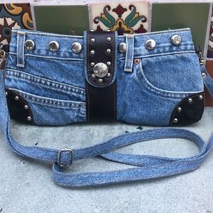 Small Denim Purse With Studs Details